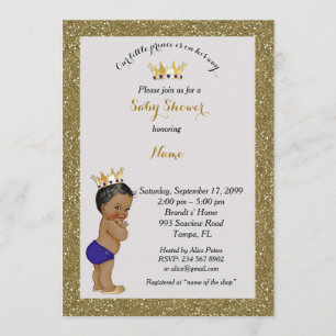 Invitación Baby Shower de Principito Pequeño, oro,