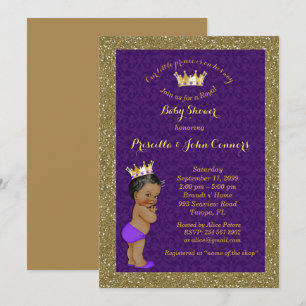 Invitación Baby Shower de Principito Pequeño, oro,