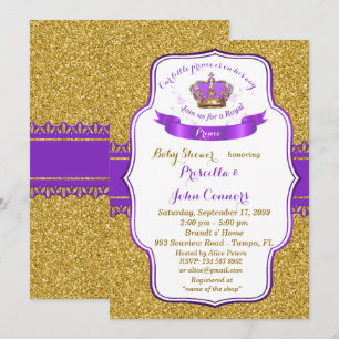 Invitación Baby Shower de Principito Pequeño, oro,