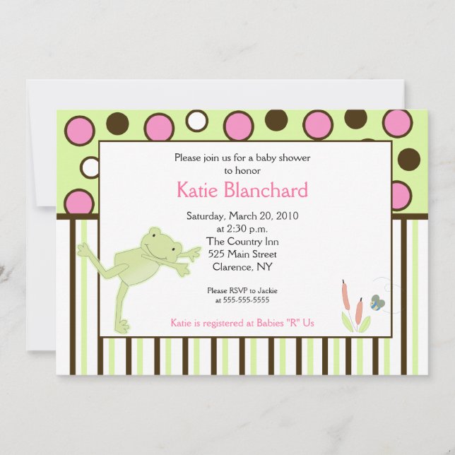 Invitación Baby Shower de punto de moda rosado de 5 x 7 salto (Anverso)