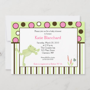 Invitación Baby Shower de punto de moda rosado de 5 x 7 salto