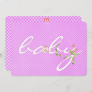 Invitación Baby Shower de Punto de Polka Rosa