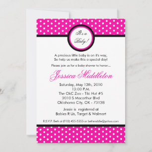 Invitación Baby Shower de punto de polka rosa cali