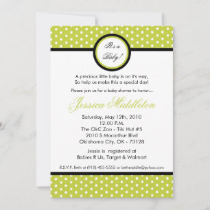 Invitación Baby Shower de punto de polka verde las