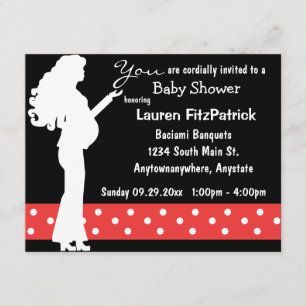 Invitación Baby Shower De Punto Polka Blanco Y Roj