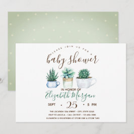 Invitación Baby Shower de puntos de cactus exitosos de color 