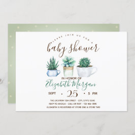 Invitación Baby Shower de puntos de cactus exitosos de color 
