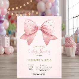 Invitación Baby Shower de puntos de inclinación rosada de col