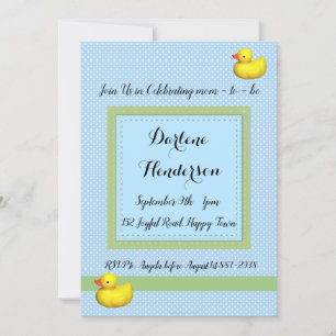 Invitación Baby Shower de puntos de polka azul