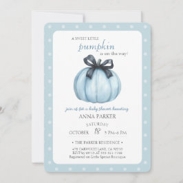 Invitación Baby Shower de puntos de polka de calabaza azul