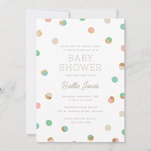 Invitación Baby Shower de puntos de Polka de Cobre Pastel y F