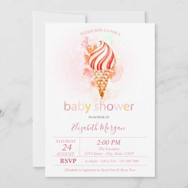 Invitación Baby Shower de puntos de polka helados (Anverso)