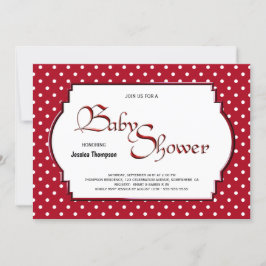 Invitación Baby Shower de puntos de polka rojo y blanco