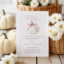 Invitación Baby Shower de puntos de polka rosa de calabaza bl