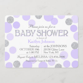 Invitación Baby Shower de puntos dispersos de lavanda Purpuri