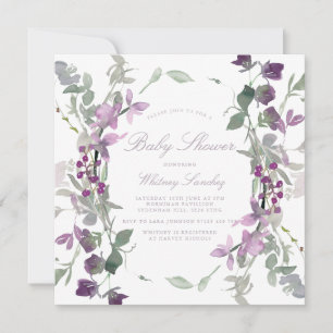 Invitación Baby Shower de Purple & Lilac Wildflowers Square