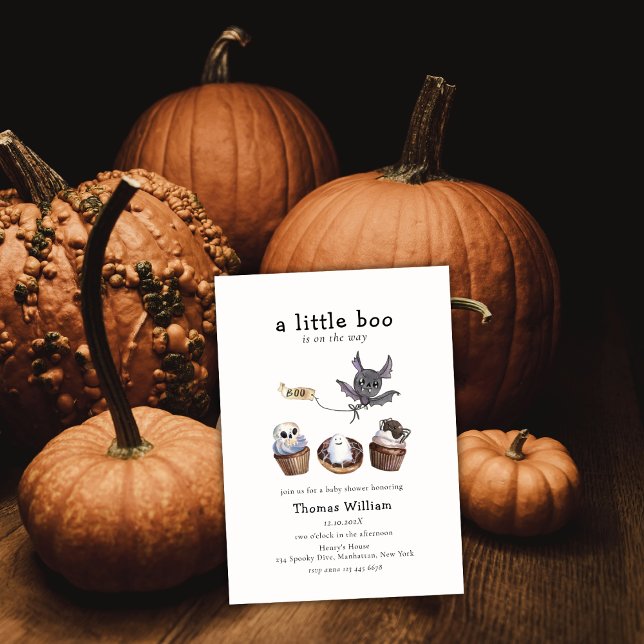 Invitación Baby Shower de quequitos de Halloween (Sweet Little Boo Halloween cupcake Baby Shower Invitation)