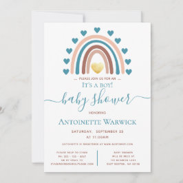 Invitación Baby Shower de Rainbow Blue Boho