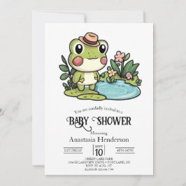Invitación Baby Shower de rana cuta encantada