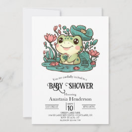 Invitación Baby Shower de rana mágica feliz