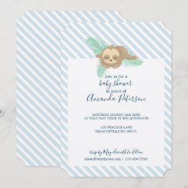 Invitación Baby Shower de ranura para niños con franja azul y