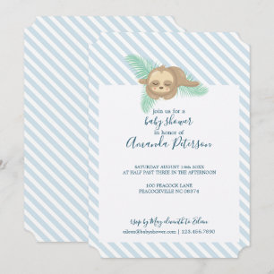 Invitación Baby Shower de ranura para niños con franja azul y