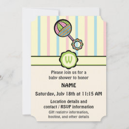 Invitación Baby Shower de Rattle simplemente dulce
