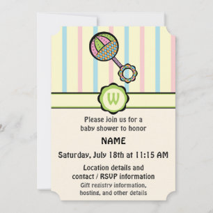 Invitación Baby Shower de Rattle simplemente dulce