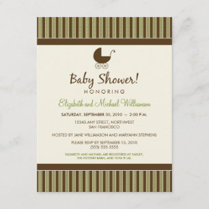 Invitación Baby Shower de rayas de moda (lima/marr