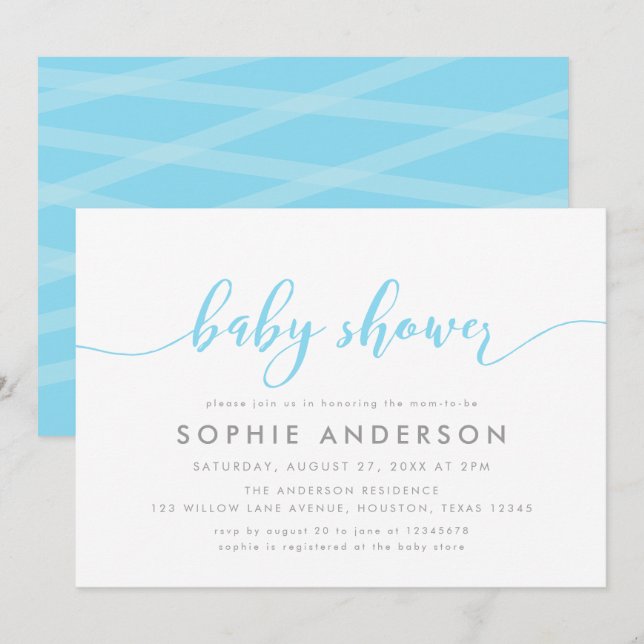 Invitación Baby Shower de relax azul (Anverso / Reverso)
