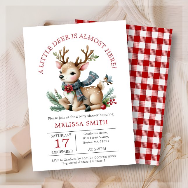Invitación Baby Shower de renos para Navidades de ciervos (Subido por el creador)