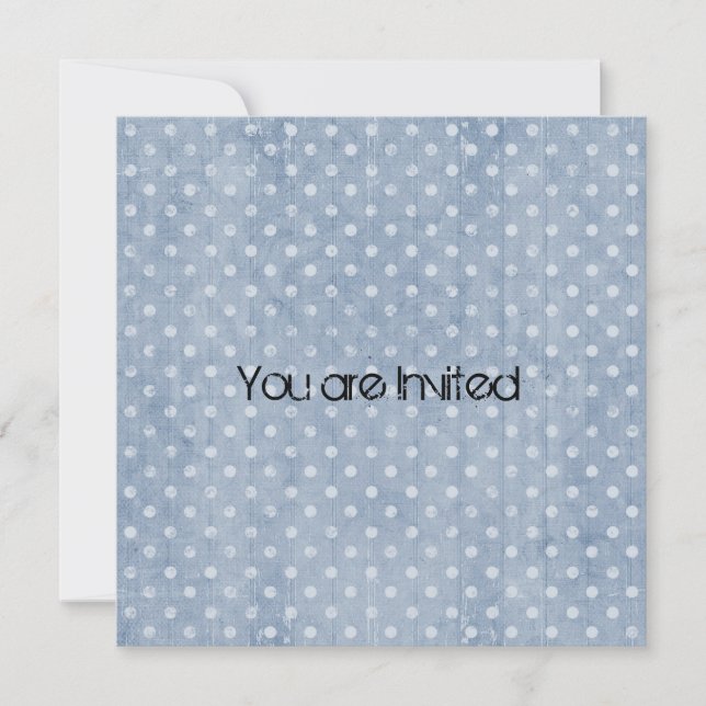 Invitación Baby Shower de resumen azul de Polka (Anverso)