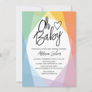 Invitación Baby Shower de resumen de arcoiris