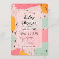 Invitación Baby Shower de resumen turquesa rosa