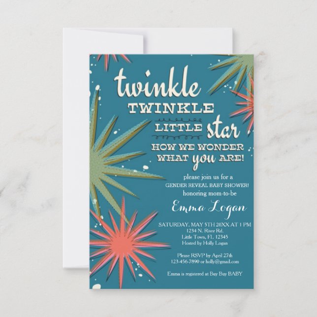 Invitación Baby Shower de revelación de género (Anverso)