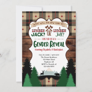 Invitación Baby Shower de revelación de género de Lumberjack