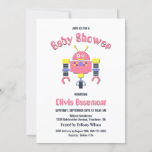 Baby Shower de robots rosados