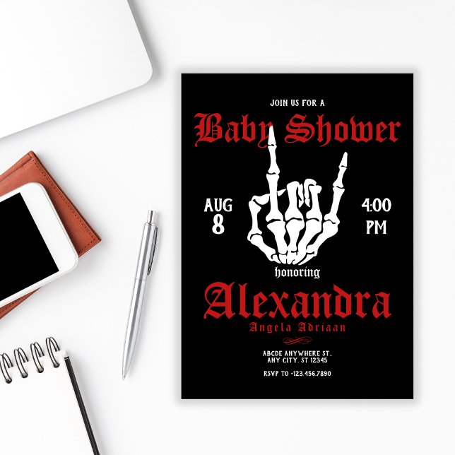 Invitación Baby Shower de rock metalizado (Subido por el creador)