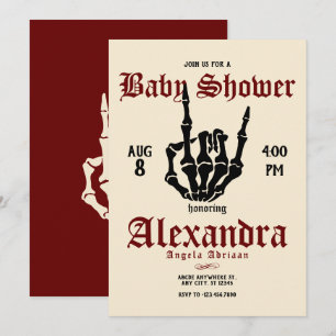 Invitación Baby Shower de rock metalizado