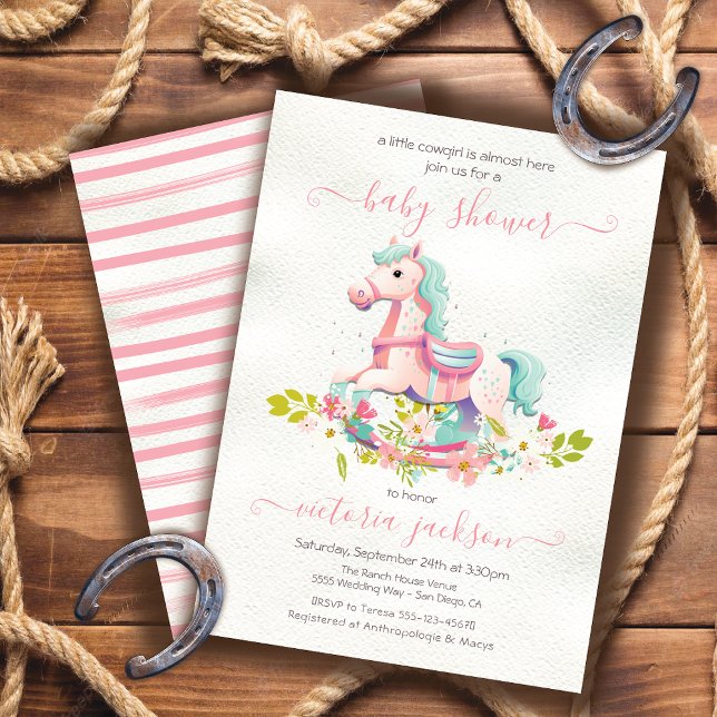 Invitación Baby Shower de Rockefeller Horse Little Cowgirl (Subido por el creador)