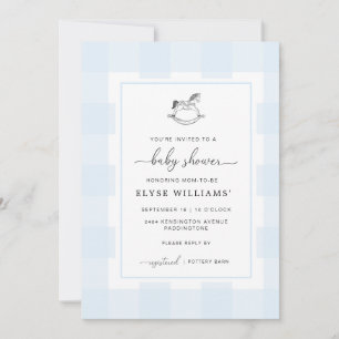 Invitación Baby Shower de Rocking Horse Blue Gingh