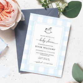 Invitación Baby Shower de Rocking Horse Blue Gingh