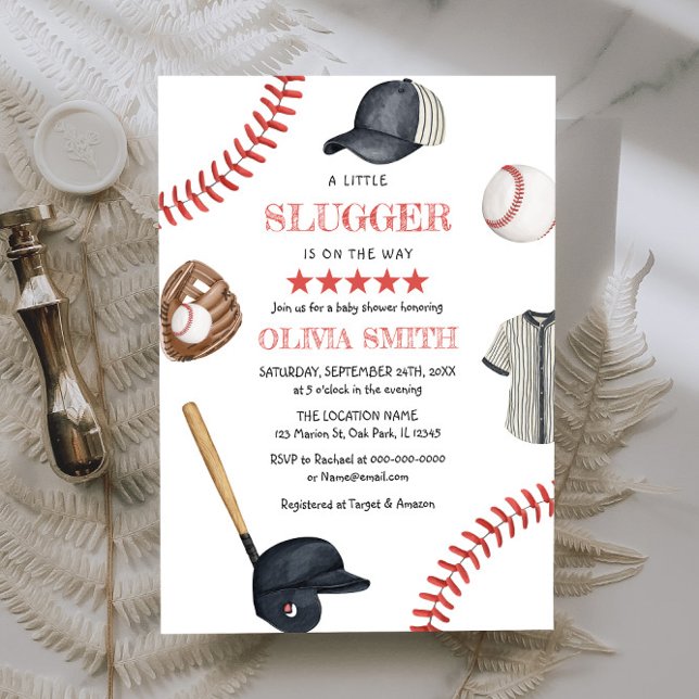 Invitación Baby Shower de ropa de béisbol para pequeños eslum (Subido por el creador)
