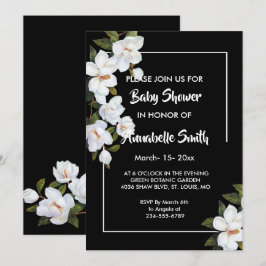 Invitación Baby Shower de rosa blanca vintage