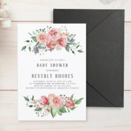 Invitación Baby Shower de Rosas de acuarela