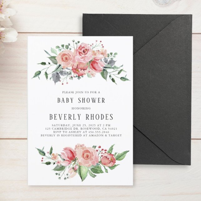 Invitación Baby Shower de Rosas de acuarela (Subido por el creador)