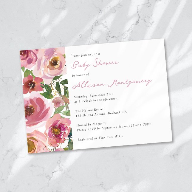 Invitación Baby Shower de rosas rosadas bonitos (Subido por el creador)