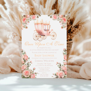 Invitación Baby Shower de rosas rosadas de color rosa de la v