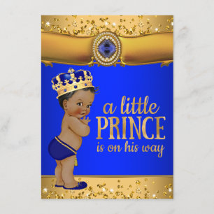 Invitación Baby Shower de Royal Blue Gold Prince