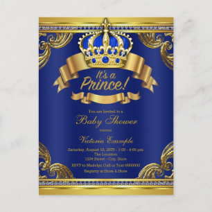Invitación Baby Shower de Royal Blue Gold Prince